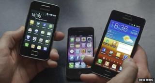 A selection of smartphones