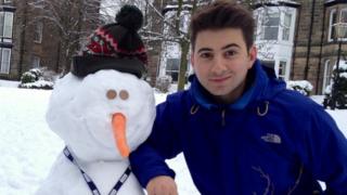 Ricky Boleto and his snowman.