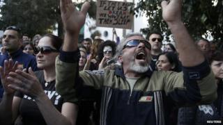 Protestors in Cyprus