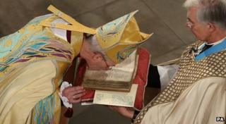 Justin Welby during his enthronement service to become Archbishop of Canterbury