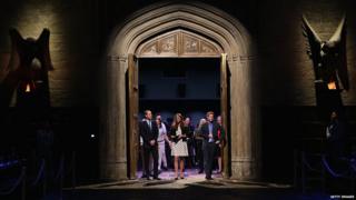 William, Kate and Harry enter Hogwart's Great Hall during Warner Bros studio tour