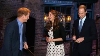 Harry, Kate and William laughing on a trip down Diagon Alley