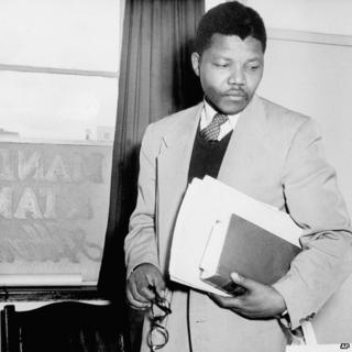 Nelson Mandela at his law office in 1952