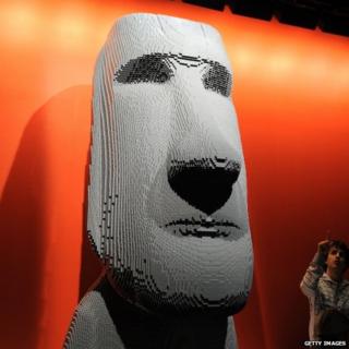 A giant face made of Lego