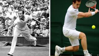 Fred Perry on the left and Andy Murray on the right
