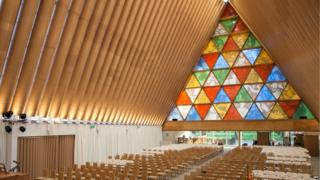 Christchurch's cardboard cathedral, that can house 700 people, officially opened in New Zealand today, replacing the large stone cathedral that was destroyed by an earthquake in 2011.