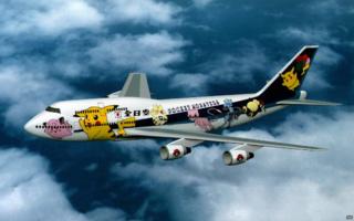 A plane decorated in Pokemon livery