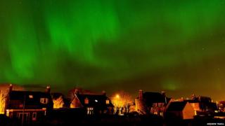 Northern lights above Wick, in Caithness