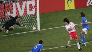 Ahn Jung-Hwan scores the golden goal for South Korea against Italy