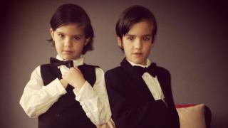 Antonio and Isaac Armstrong from Altrincham are dressed up as their favourite spy James Bond