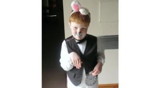 Oliver dressed as White Rabbit