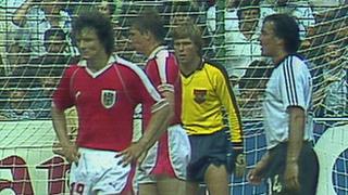 West Germany face Austria in the 1982 World Cup
