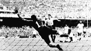 Uruguay score against Brazil in the 1950 World Cup final