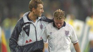 England's Paul Gascoigne after his side lose to West Germany