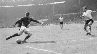 Geoff Hurst scores for England against West Germany