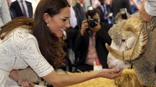 Duchess of Cambridge pats a ram