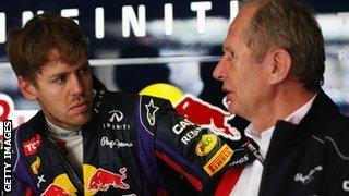 Sebastian Vettel and Red Bull Motorsport Consultant Dr Helmut Marko