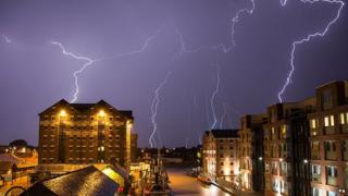 Lightning strikes buildings in Gloucester