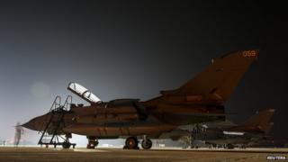An RAF Tornado GR4 aircraft on the tarmac at RAF Akrotiri in Cyprus 12 August 2014