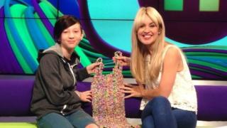 Sian, who made a loom band dress, and Hayley