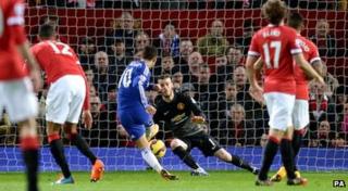 Manchester United's David De Gea denies Chelsea's Eden Hazard