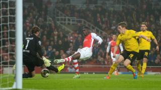 Yaya Sanogo scores for Arsenal