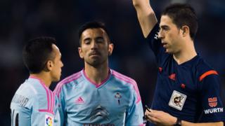 Orellana was shown the red card
