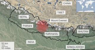 Nepal earthquake map