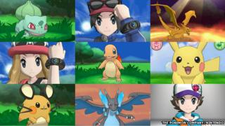 A montage of images from Pokemon X and Y