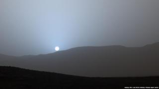 Blue sunset on Mars