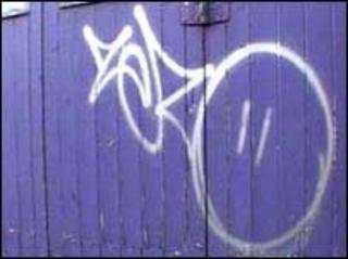 Graffiti on garage door