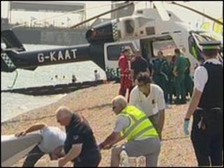 Emergency teams at the scene of the crash