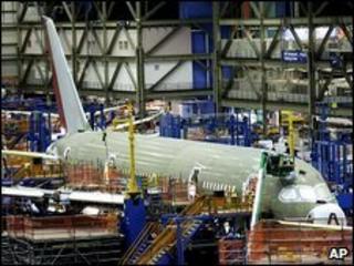 The Boeing 787 line at Boeing's assembly plant in Everett