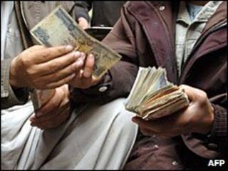 File photo of Afghan money changer in Kabul