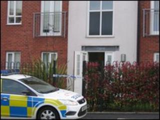A police car at the scene