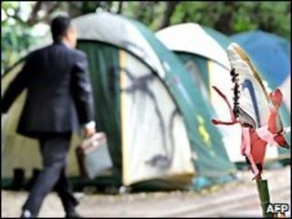 Tents of protesters in the proposed Nike Park