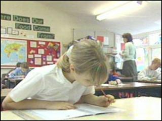 Girl sitting Sats test