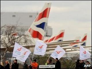 Strikers at Heathrow on 22 March 2010