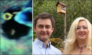 Millers Arms owners Steve and Delyth Jones with an image from inside the nesting box
