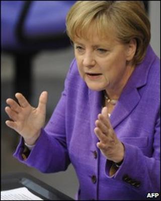 Angela Merkel at parliament in Berlin, 19 May