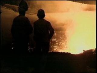 Workers in a steel works