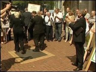 People outside the High Court in Birmingham