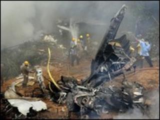 Wreckage of plane after crash