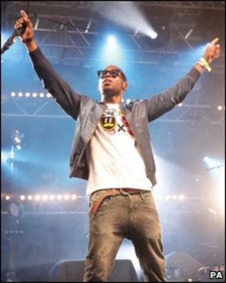 Tinie Tempah on stage at the Big Weekend