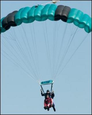 Derry mayor Paul Fleming in mid-air