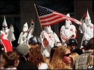 Ku Klux Klan members rally in Pennsylvania in 1999