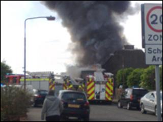 Fire crews at the fire scene, pic by John Fisher