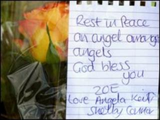 Tribute left near spot where Zoe Nelson's body was found in Wishaw