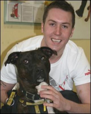 Jamie Kerr and dog at Dogs Trust Centre Glasgow