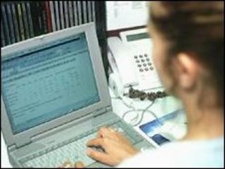 Woman at computer screen